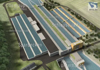 Der Neubau der Schleuse Kriegenbrunn hat einen Gesamtauftragswert von rund 450 Mio. Euro (netto) und soll in einer geplanten Bauzeit von acht Jahren realisiert werden.